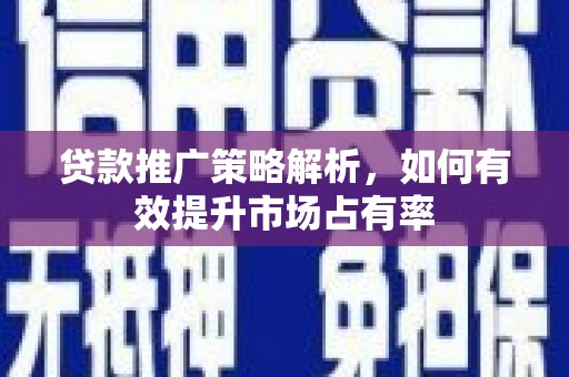 石家庄贷款推广策略解析，如何有效提升市场占有率