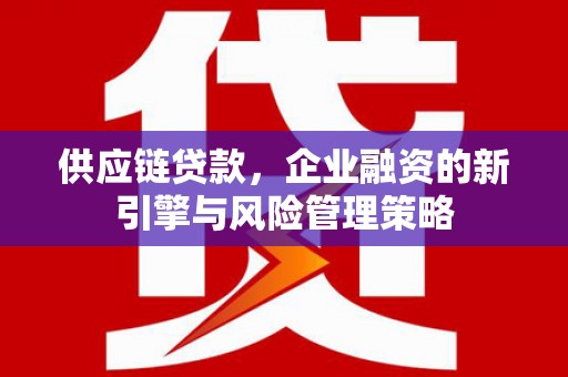 翔安供应链贷款，企业融资的新引擎与风险管理策略