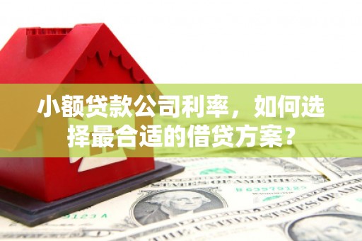 黄江小额贷款公司利率，如何选择最合适的借贷方案？