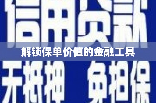 苍溪解锁保单价值的金融工具